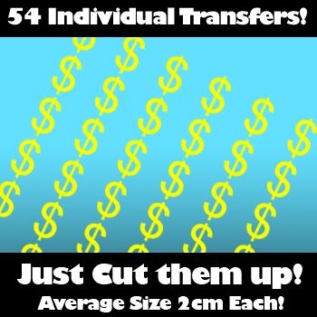 Multi Pack of 54 Iron on Dollar Sign Transfers